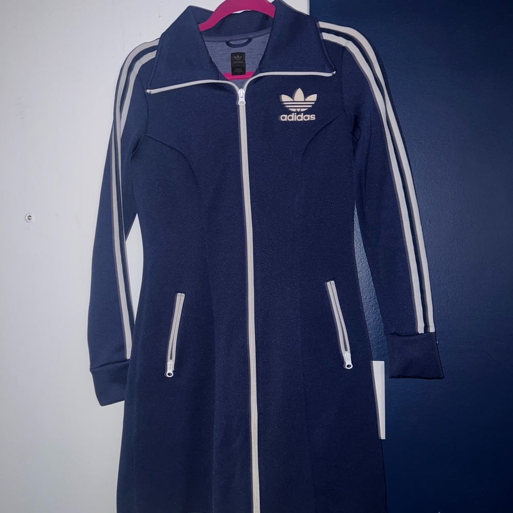 Adidas Women's Navy Dress with White Stripes